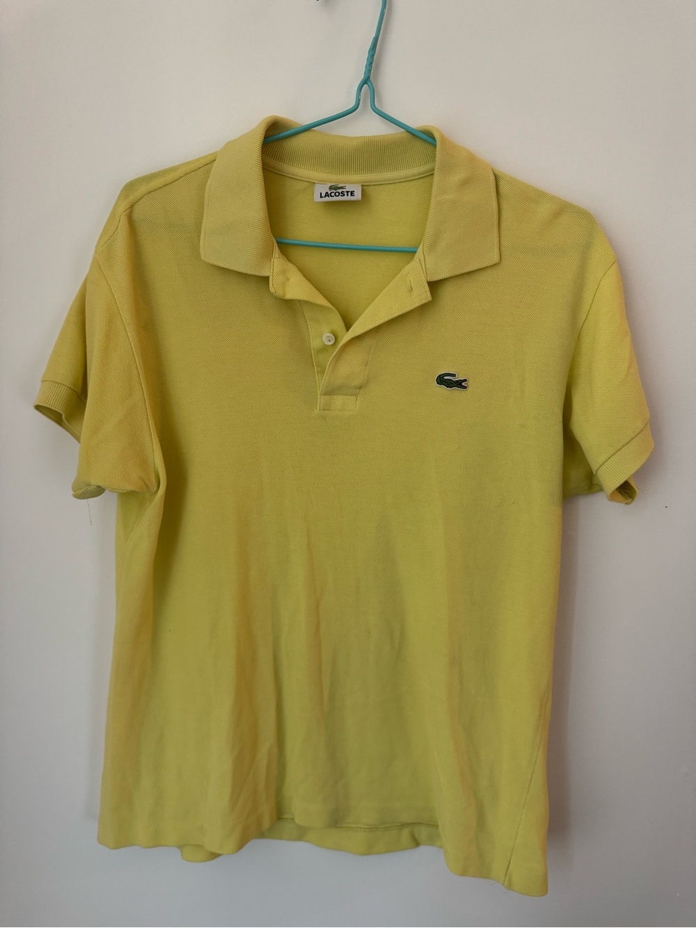 Lacoste Men's Light Yellow Polo with Embroidered Crocodile